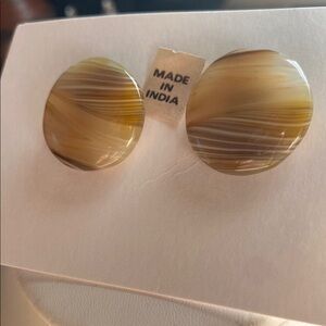 Round semi precious stone Earrings made in India